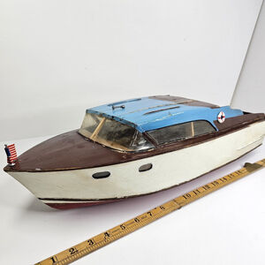 Vintage Boat Cruiser Outboard Wooden Boat ~22" (No Motor) For Parts/Repair